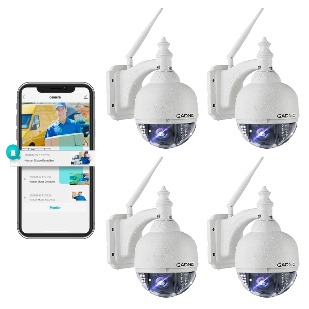 Kit x4 Cámaras De Seguridad Gadnic Domo Motorizado IP WiFi Full HD Visión Nocturna