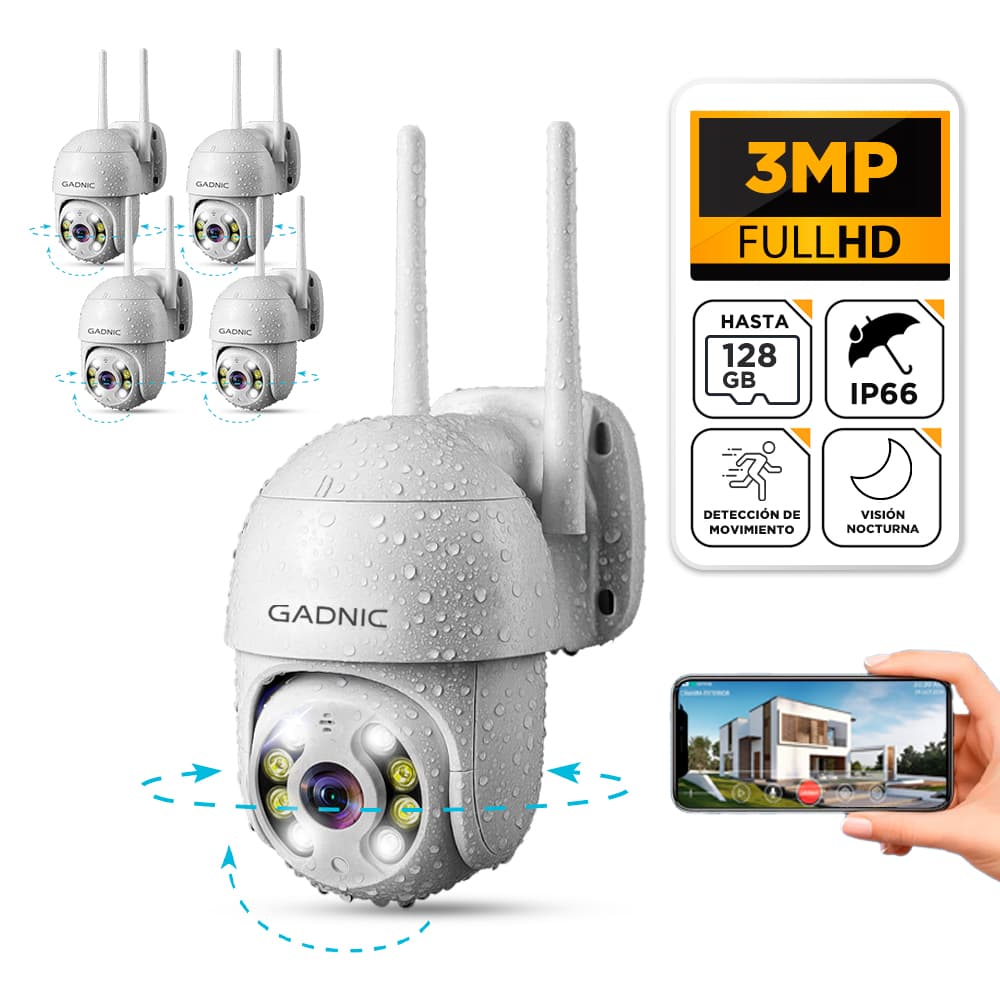 Kit x5 Cámaras de Seguridad Wifi IP Gadnic DM200W Full HD Motorizada