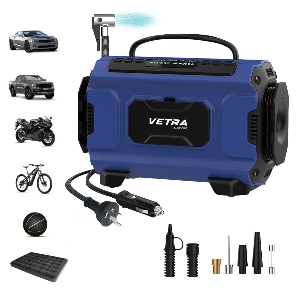 Inflador Portátil Vetra by Gadnic 150 PSI Compresor de Aire Luz Led LCD Multiuso Compacto  Outlet