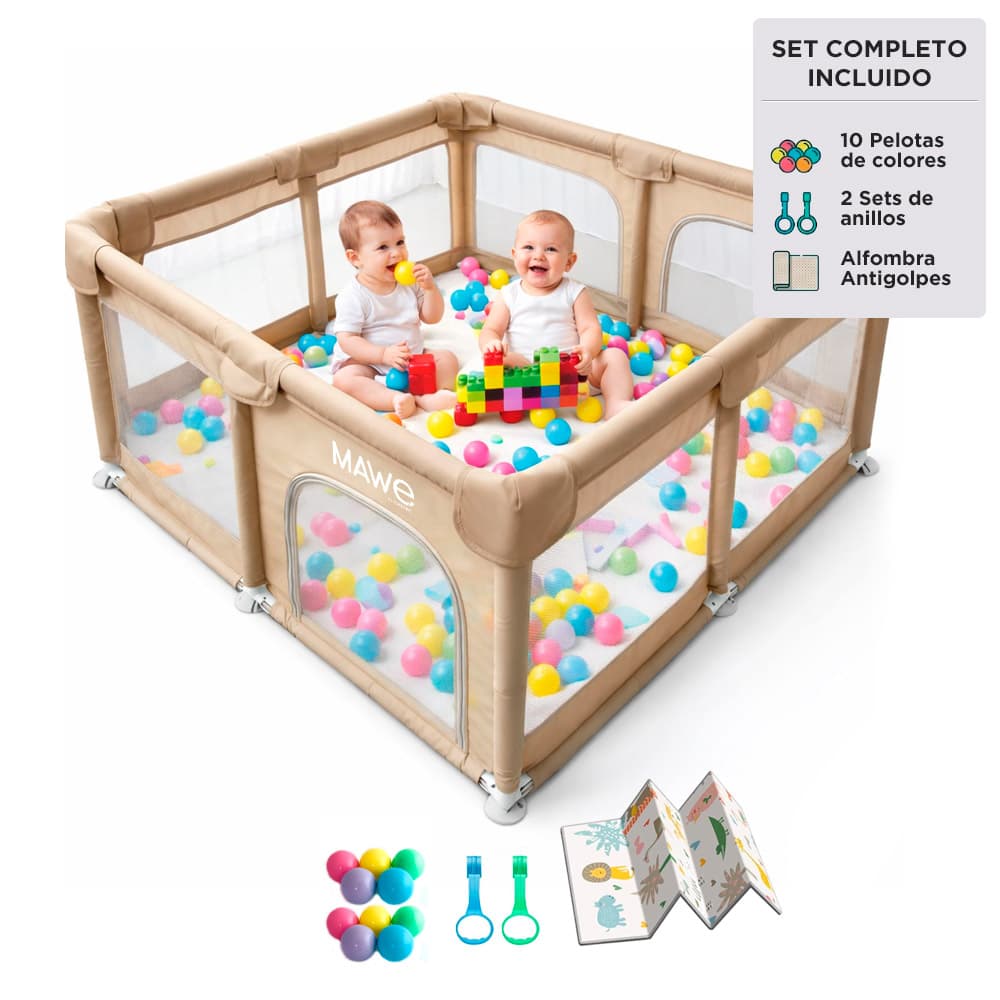 Corral Para Bebes Mawe By Gadnic 120cm Alfombra Anillos De Agarre Espuma Protectora