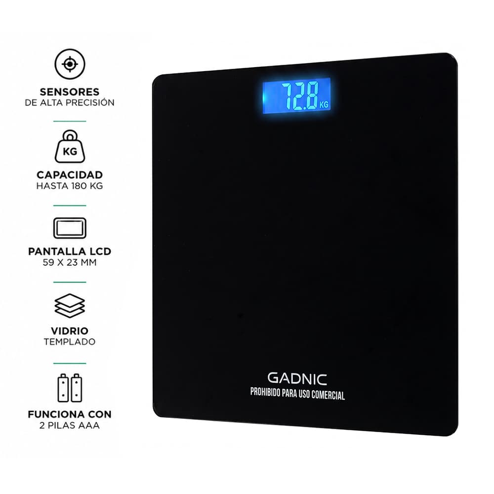 Balanza Digital de Baño Gadnic 180 kg Vidrio Reforzado