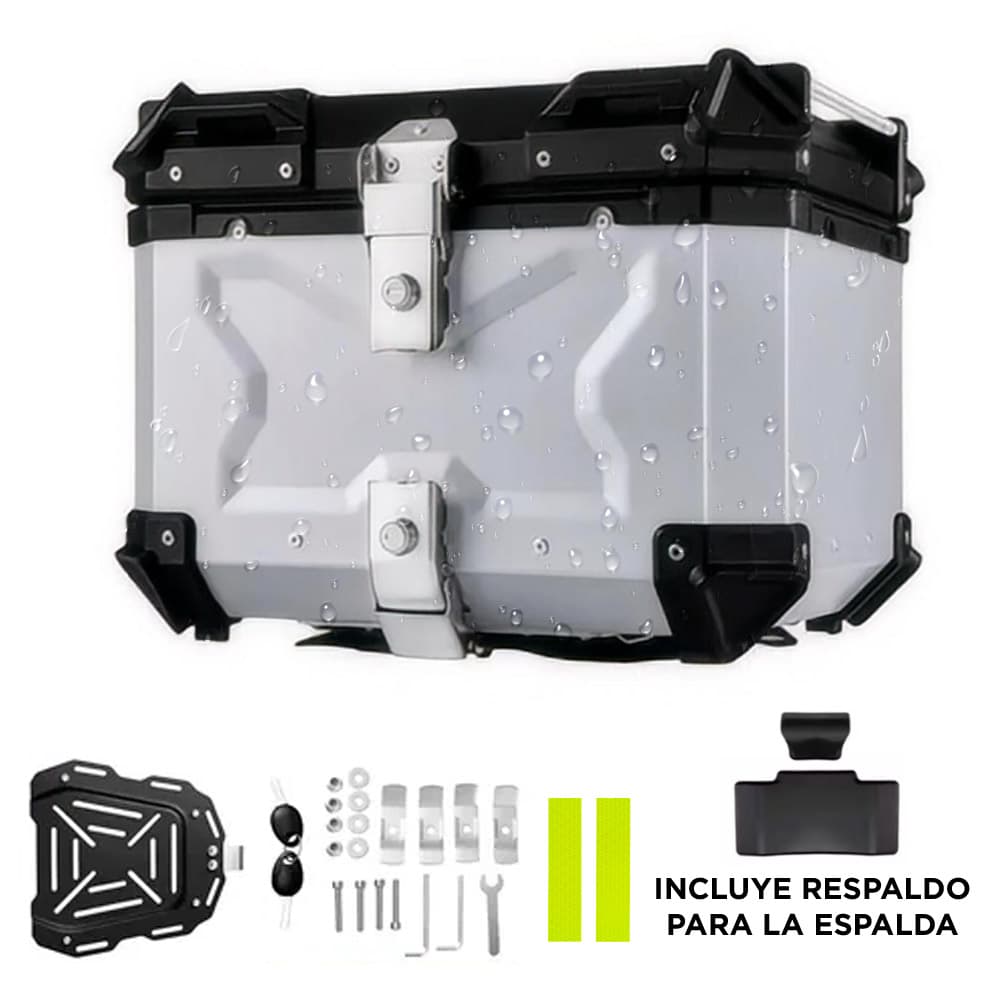 Baúl Para Moto Gadnic Aluminio 45 Litros Baulera Porta Casco Impermeable Cierre Con Llave