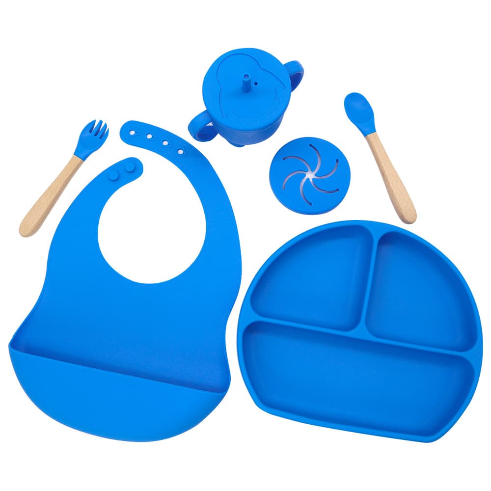 Set Alimentacion Bebe Silicona Gadnic Completo Plato Triple Liso