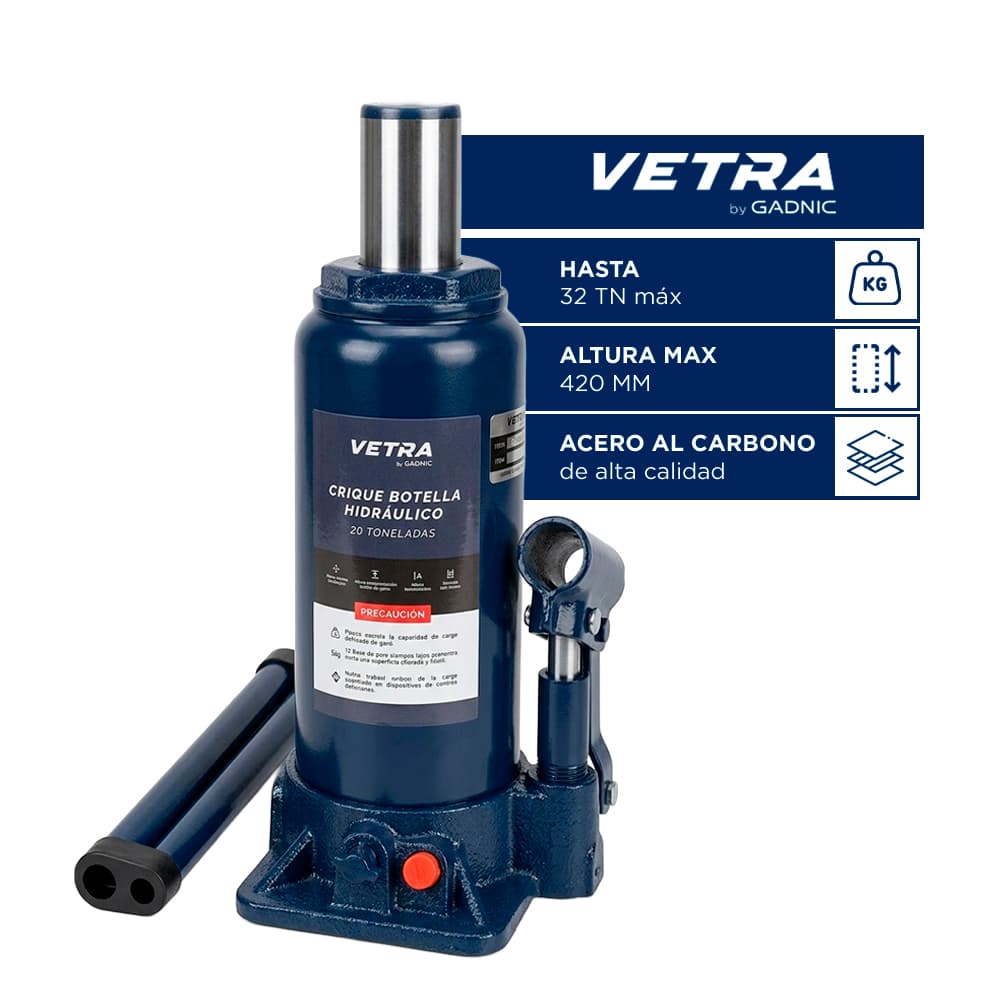 Crique Hidráulico Botella Vetra By Gadnic 32 Toneladas Gato Vehículos Pesados Universal Reforzado Outlet