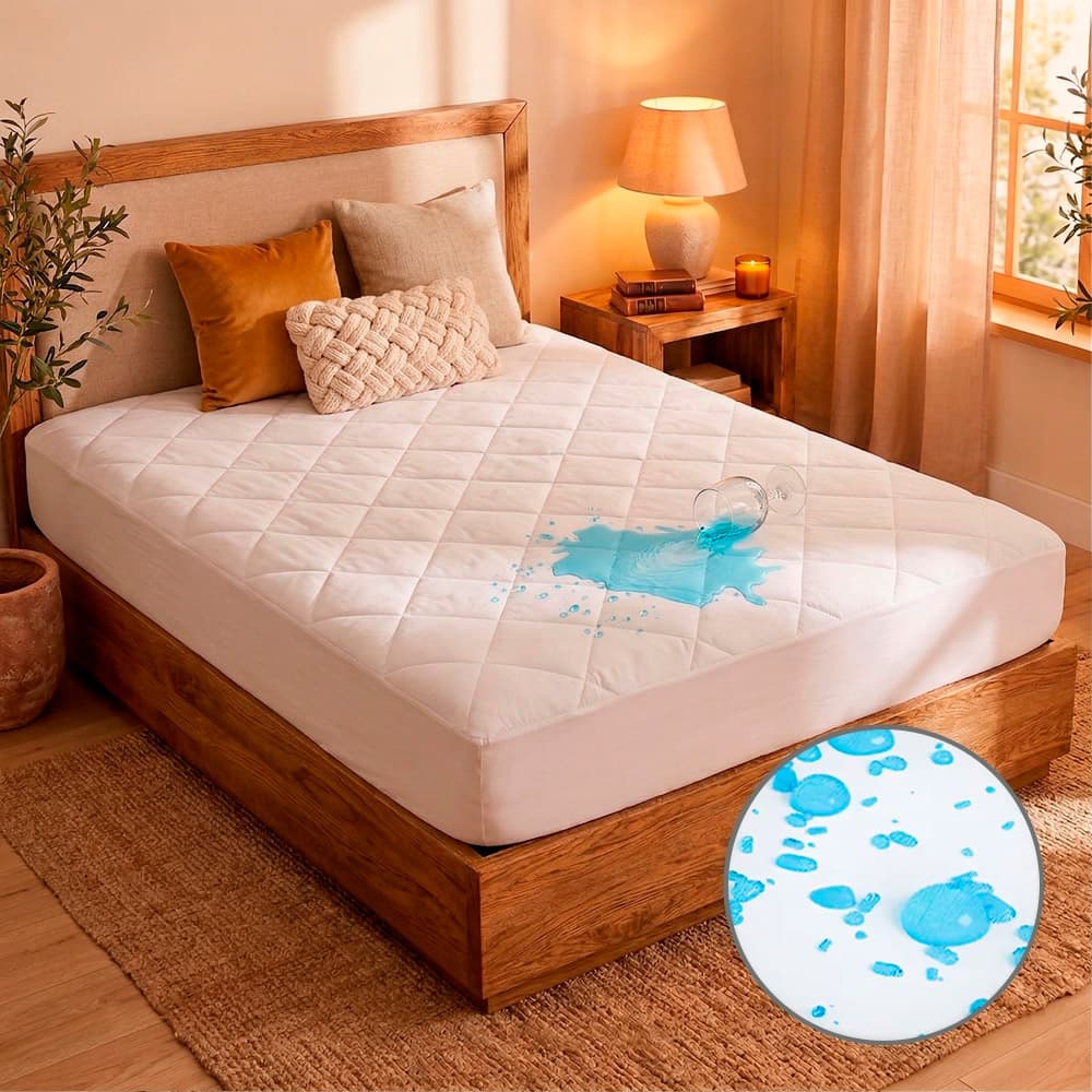 Cubre Colchon Rieti By Gadnic  2 12 Plazas 140x190x30cm Microfibra TPU Impermeable Blanco