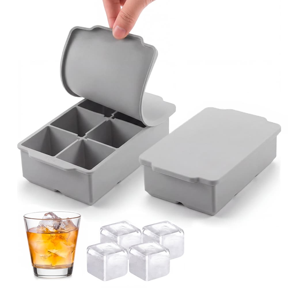 Kit x2 Cubetera De Silicona Gadnic Con Tapa Hielos Grandes
