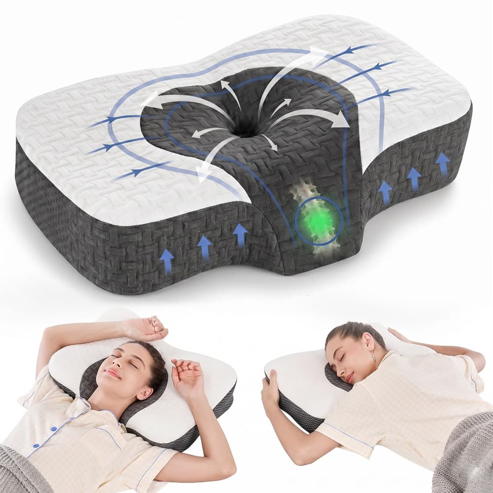Almohada Memory Foam Gadnic Cervical Ortopédica Ergonómica Espuma Viscoelástica Funda Desmontable Lavable