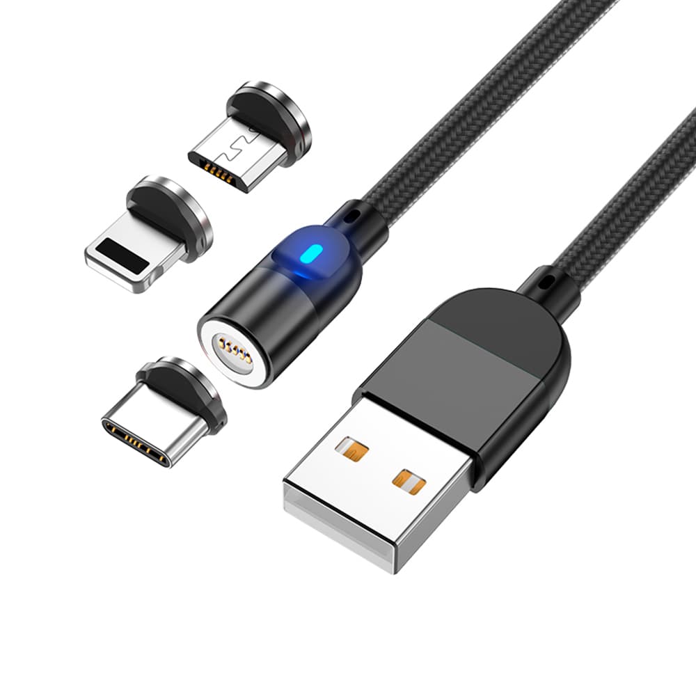 Kit Cables Magnéticos Gadnic Celular 3 en 1 iPhone Android USB-C Lightning