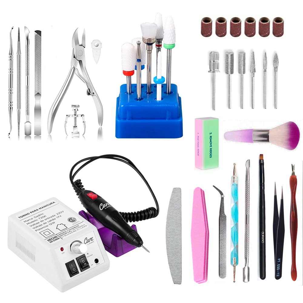 Kit manicura pedicura gadnic + Torno Para Uñas + Brocas de cerámica de 7 piezas