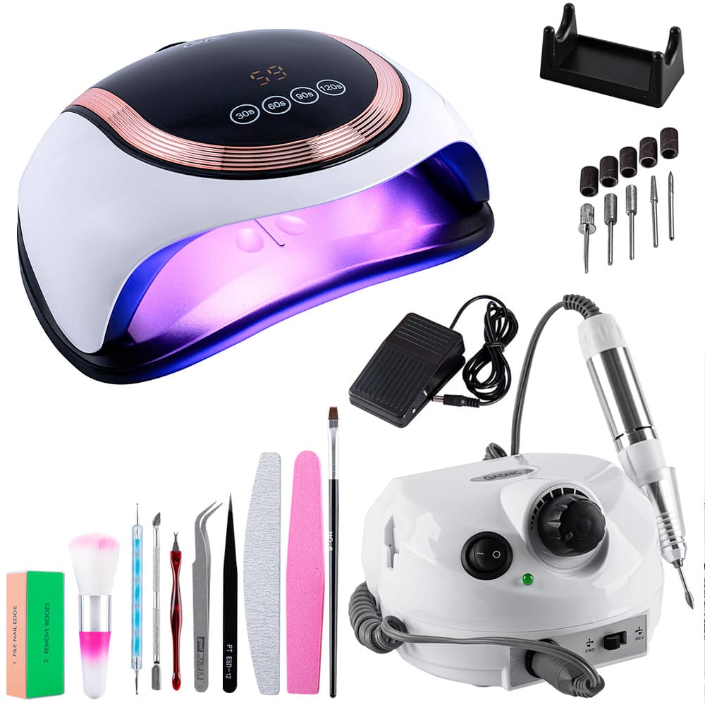 KIT Cabina Para Uñas Uv Led 180W  Torno Manicura T202 Profesional