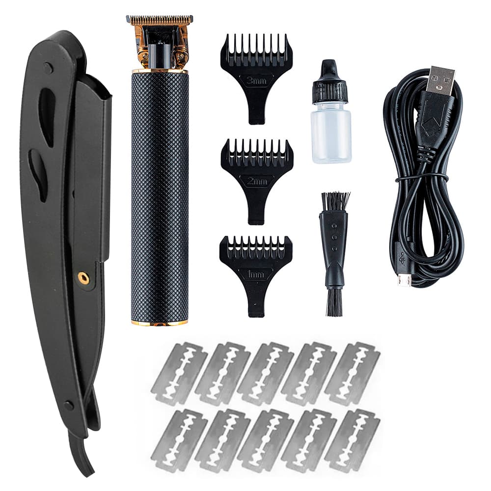 Kit Barbería Profesional Gadnic Cortadora de Pelo T900 Patillera + Navajas y Porta Navajas