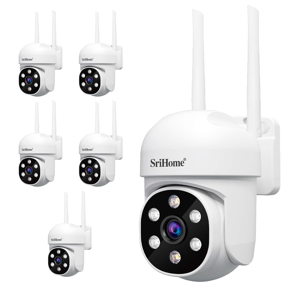 Kit x 6 Cámara de Seguridad IP Domo SriHome SH061 Full HD Vision Nocturna