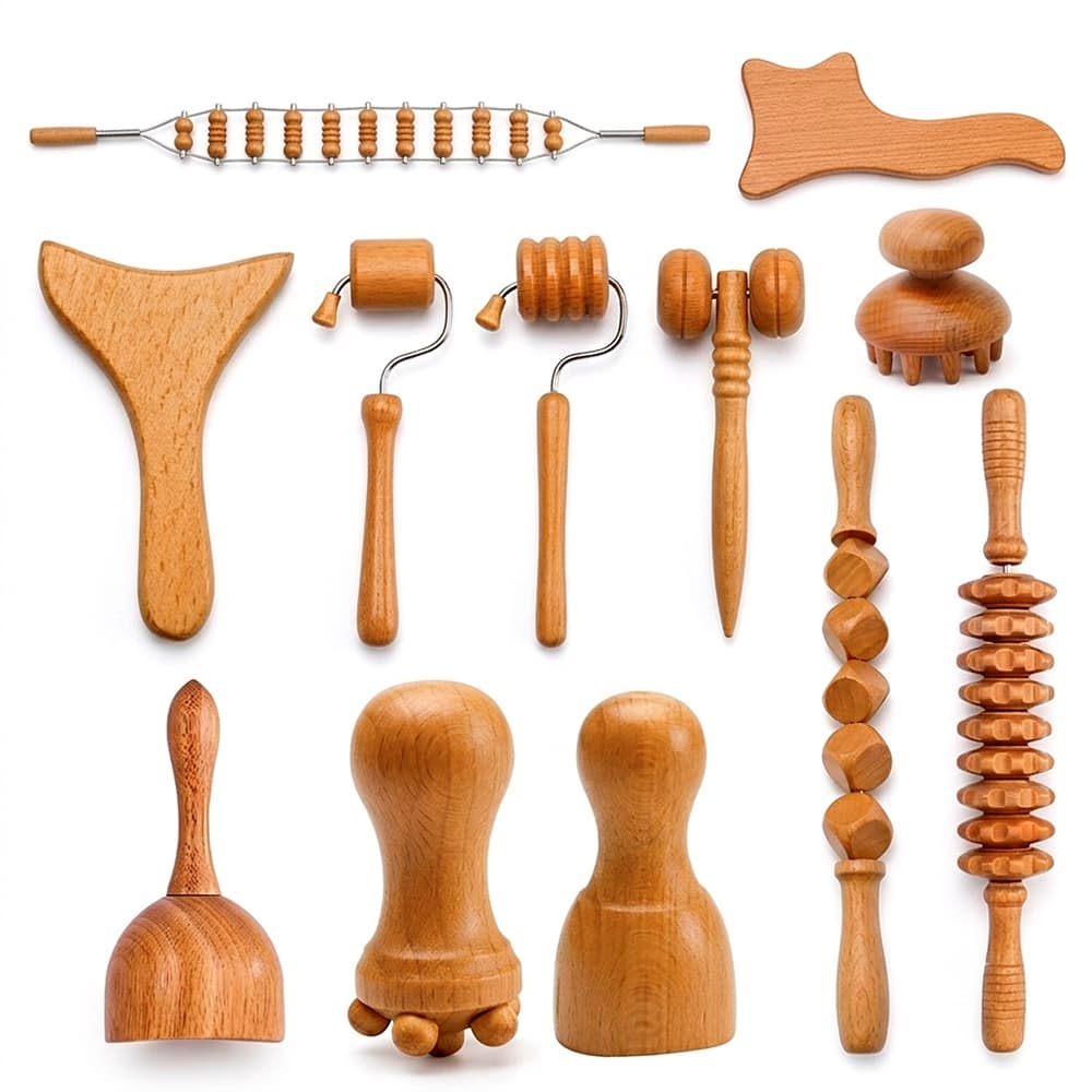 Set Maderoterapia 12 Piezas Gadnic De Madera  Facial Corporal Completo 