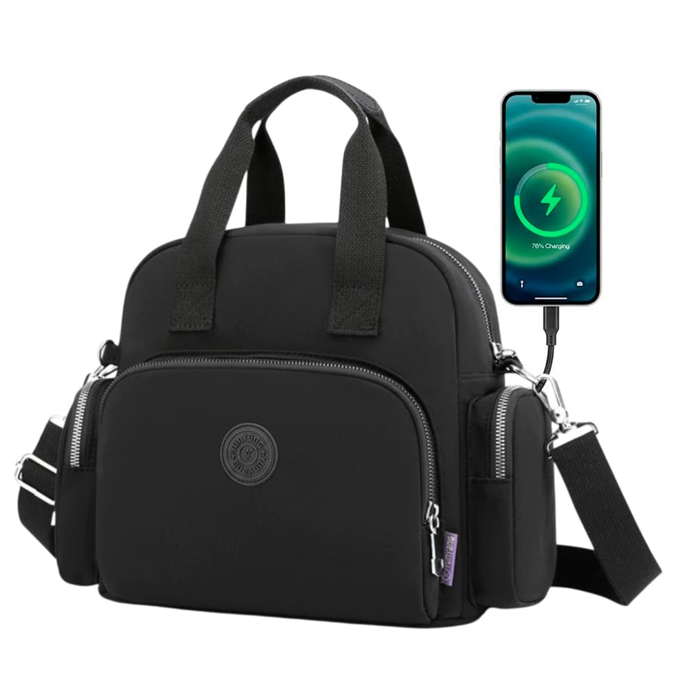 Mochila Bolso Mujer South Port By Gadnic Impermeable 2 En 1 Convertible Mochila Bandolera Nylon Negro Gran Capacidad