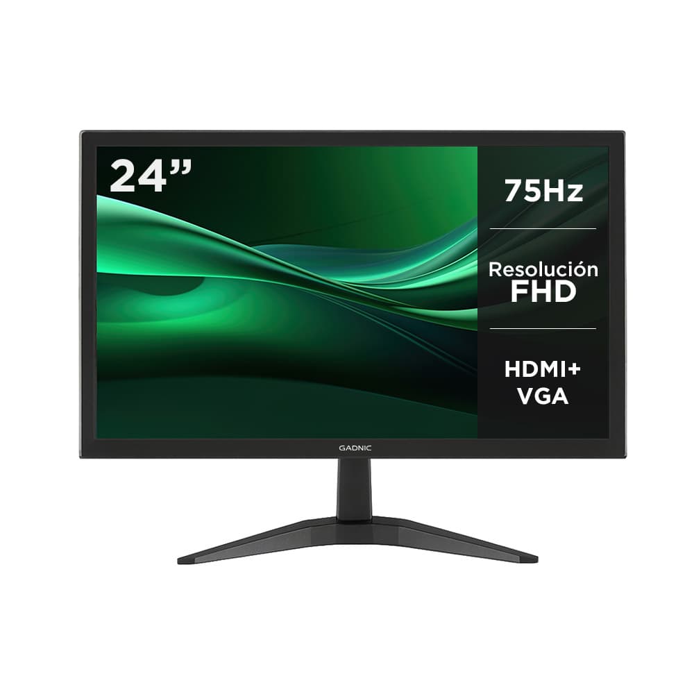Monitor Led Gadnic 24 Pantalla Full HD 75Hz HDMI VGA Montaje VESA