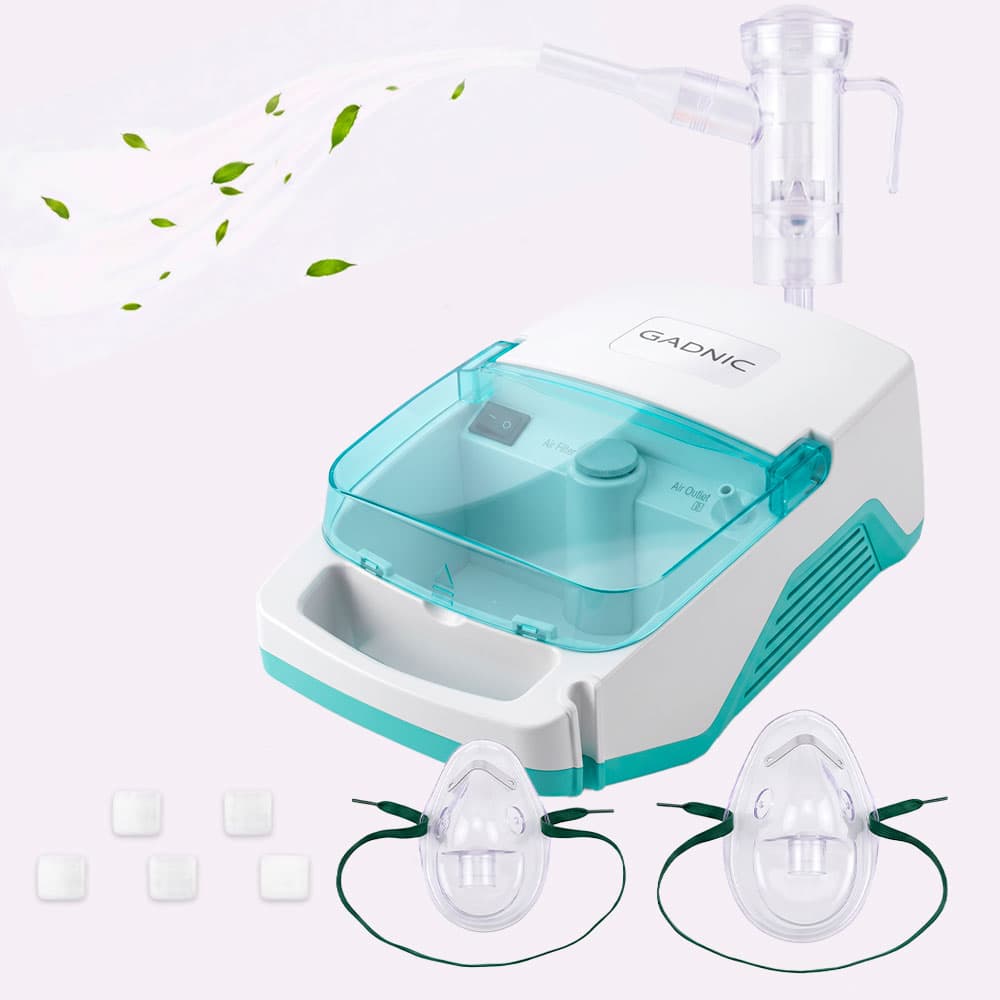 Nebulizador Gadnic Compresor Portátil A Pistón 80W 220V Con Máscaras Adultos Niños y Filtros Outlet