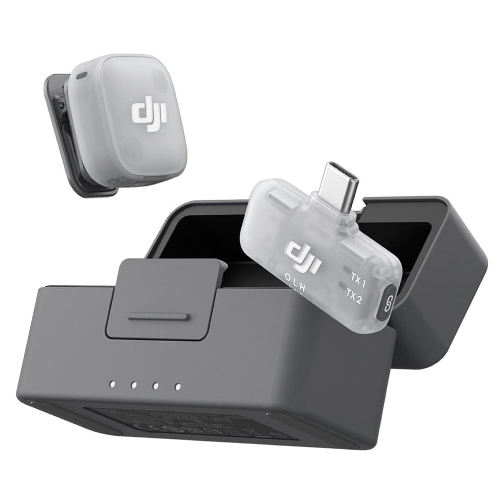 Mic Mini 2 DJI (1 TX + 1 RX Para Celular + Estuche De Carga), Ultraligero 11g, Cancelación De Ruido, Conexión OsmoAudio