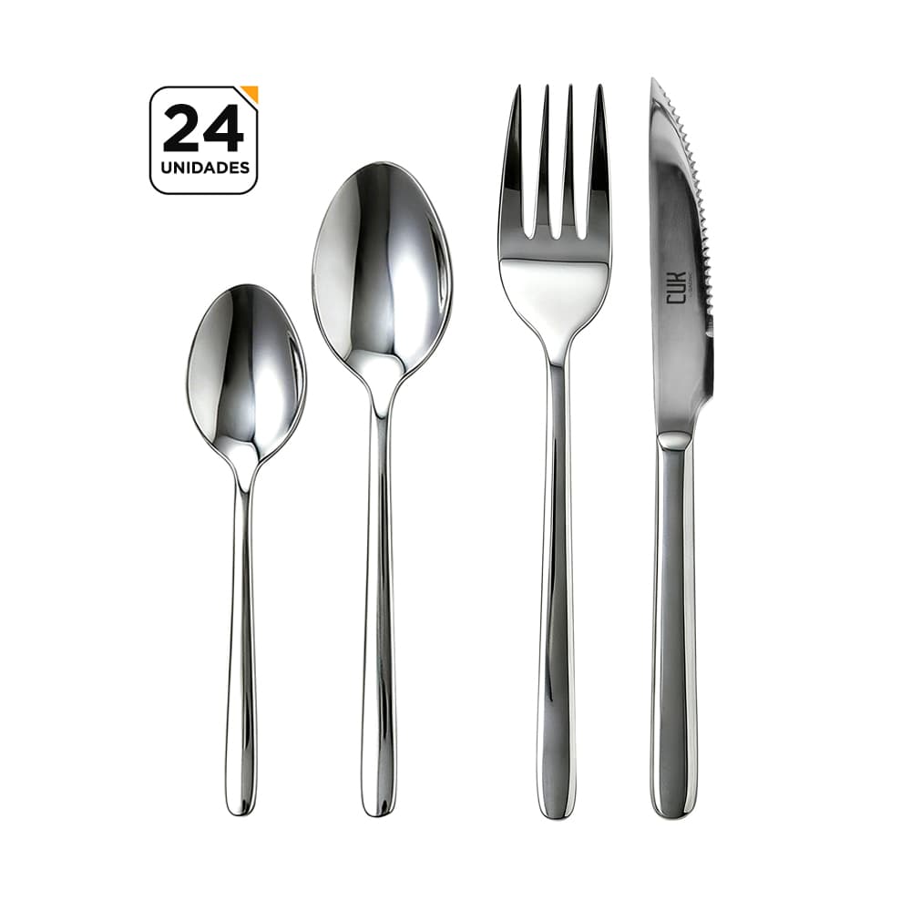 Juego de Cubiertos 24 Piezas Cuk by Gadnic Set Cocina Acero Inoxidable