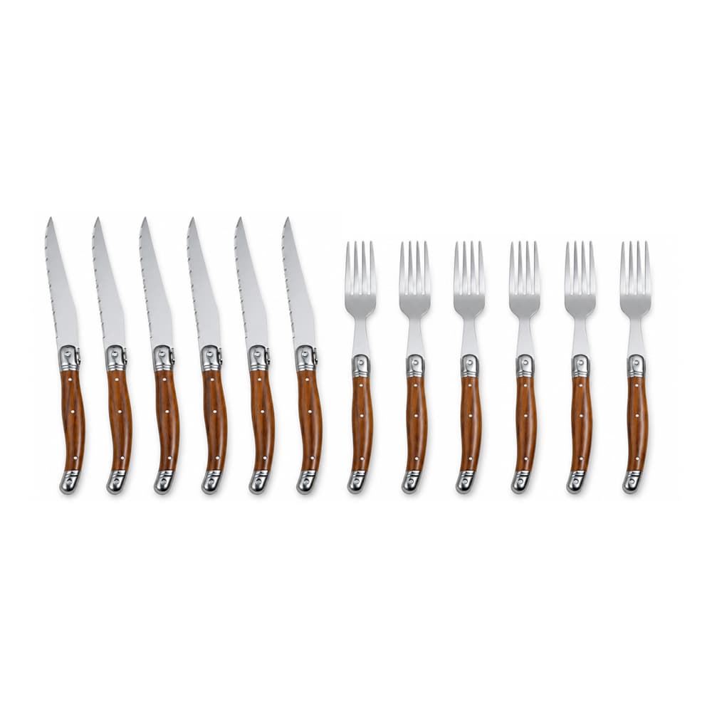 Set De Cubiertos Gadnic x12 Piezas Cuchillo Tenedor Filo Microdentado Asado