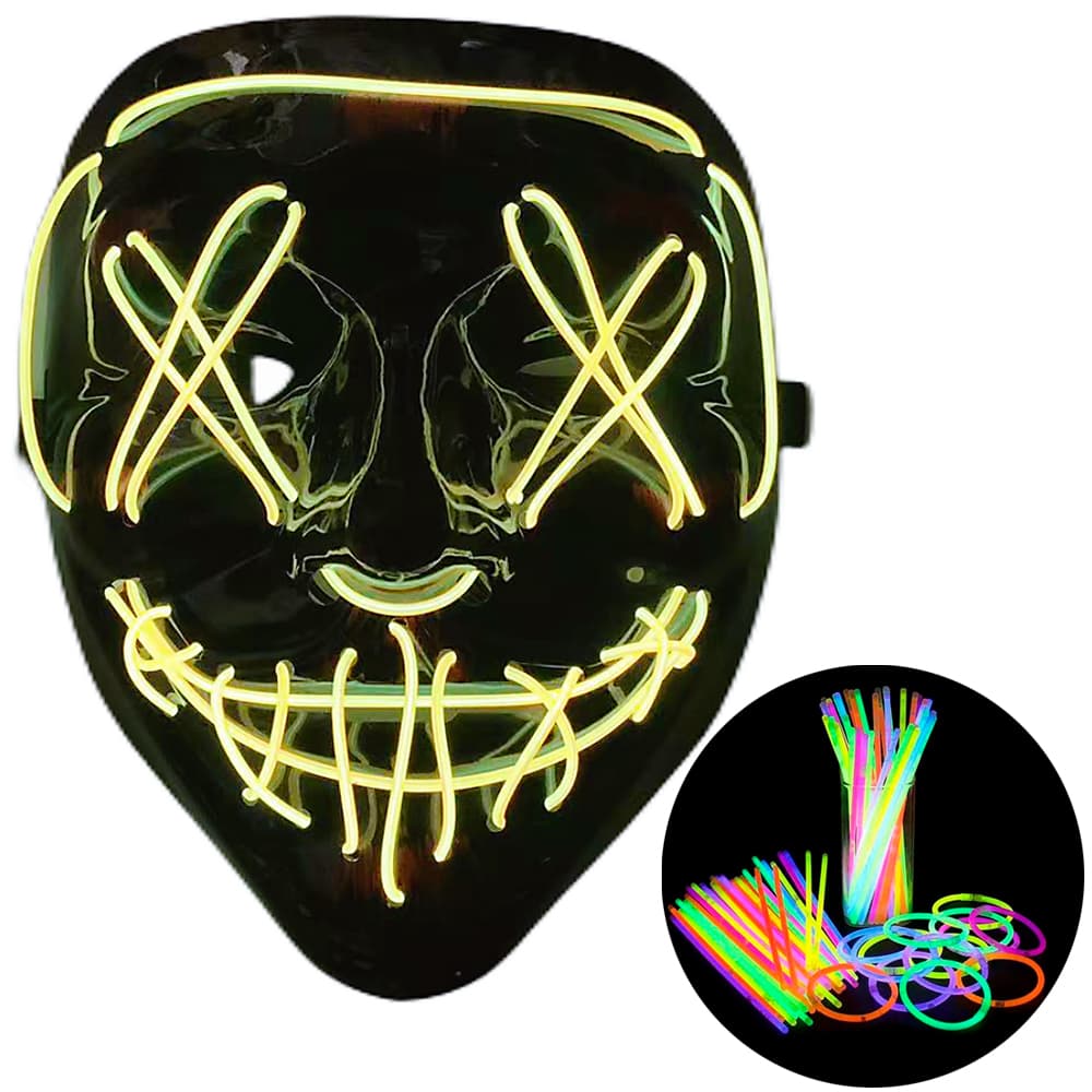 Kit De Máscara De Fiesta Gadnic LED Y Pulseras Luminosas Neon