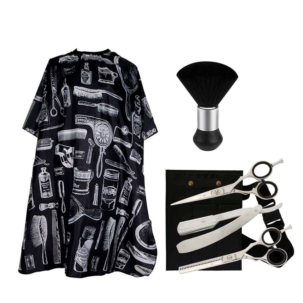 Set Peluquería Barbería Gadnic Tijera de Pulir Navaja Capa de peluquería Brocha