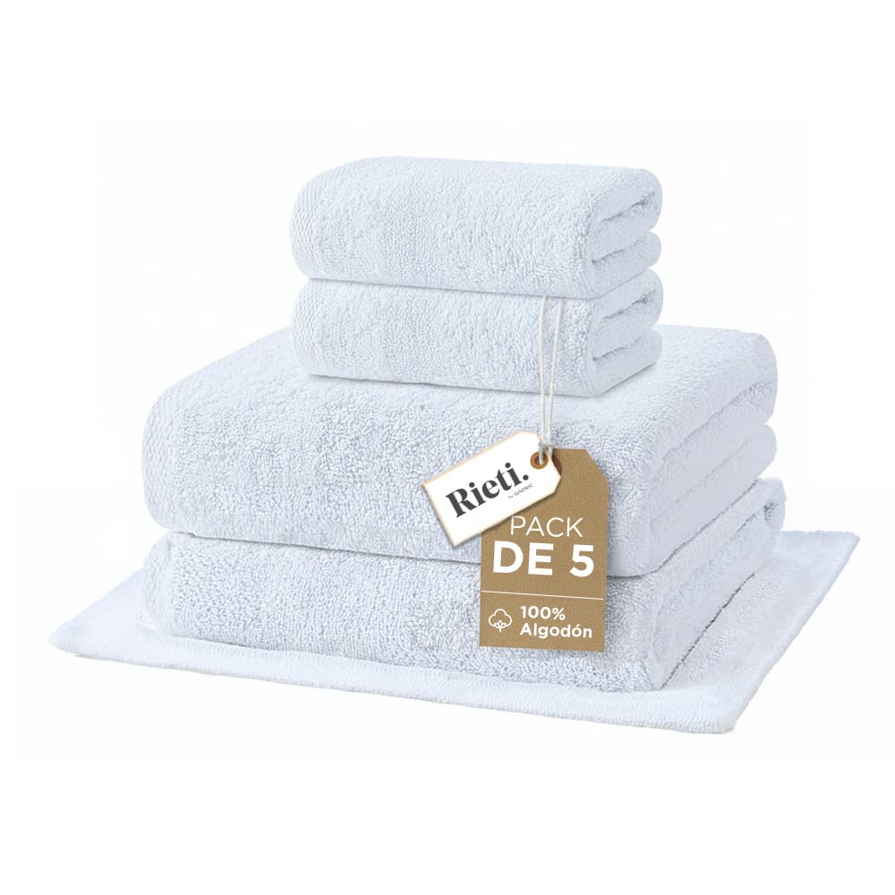 Set x5 Toallas Rieti By Gadnic 100% Algodón Premium Blancas Toalla Toallón Toalla De Piso
