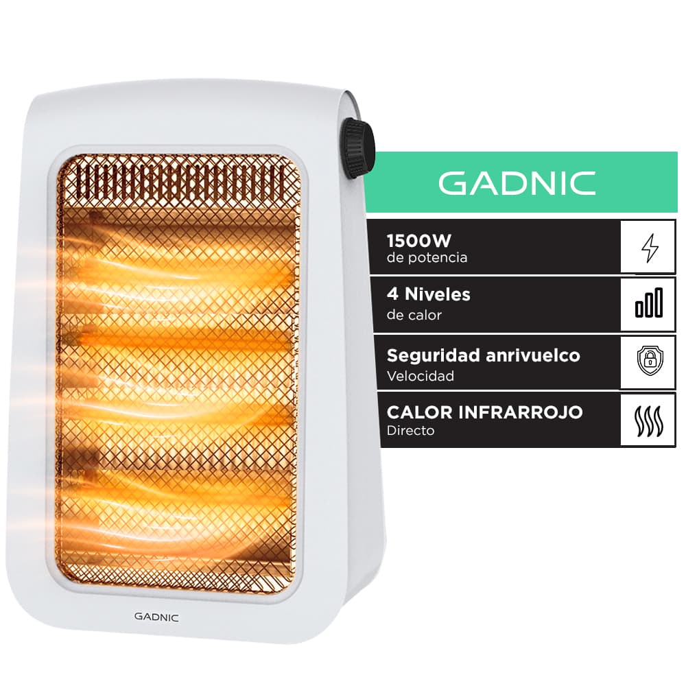 Estufa Infrarroja Gadnic 1500W Calor Directo 4 Niveles Silenciosa Hogar Usado