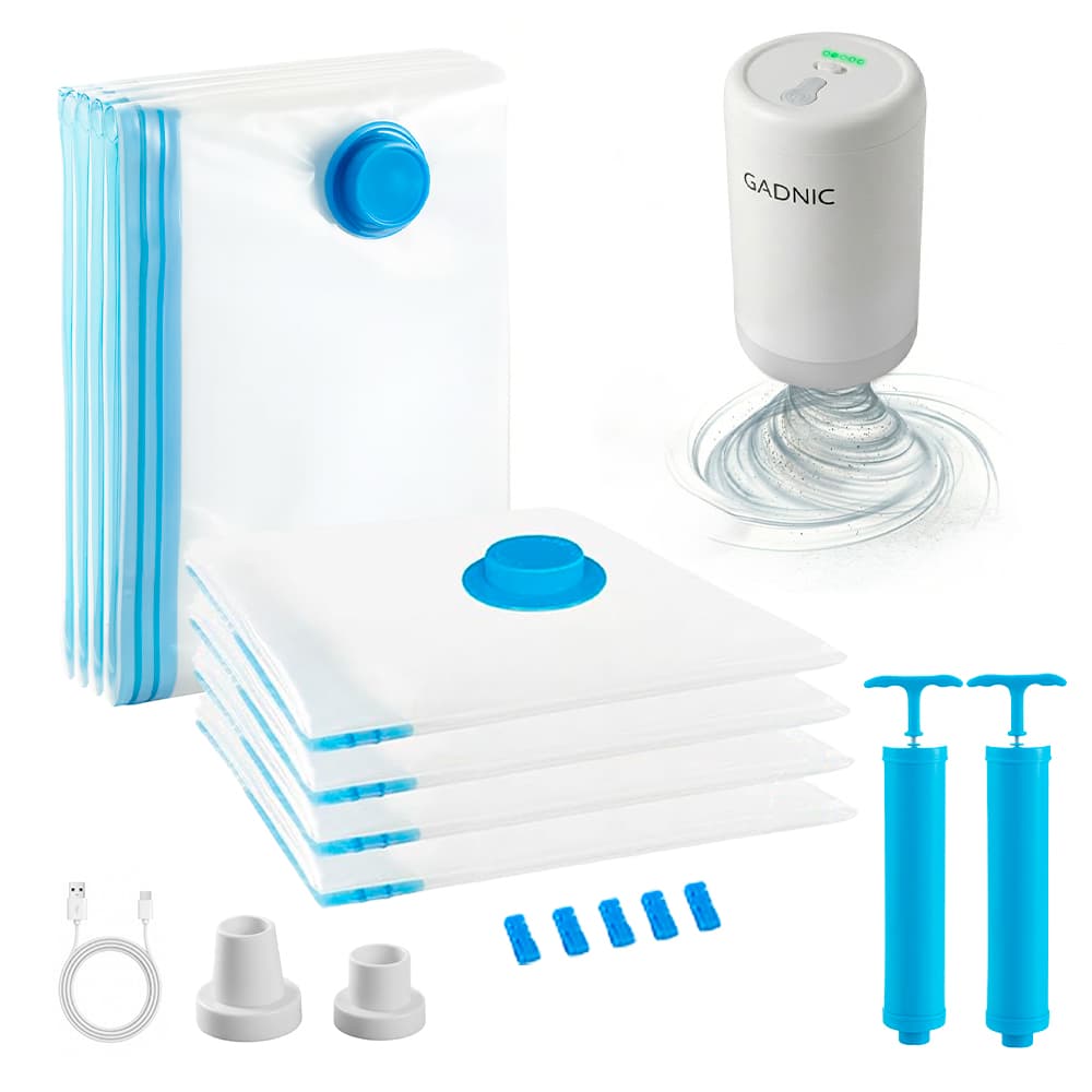Kit Bomba De Vacio Gadnic 20W  8 Bolsas Al Vacio Ropa Alta Capacidad