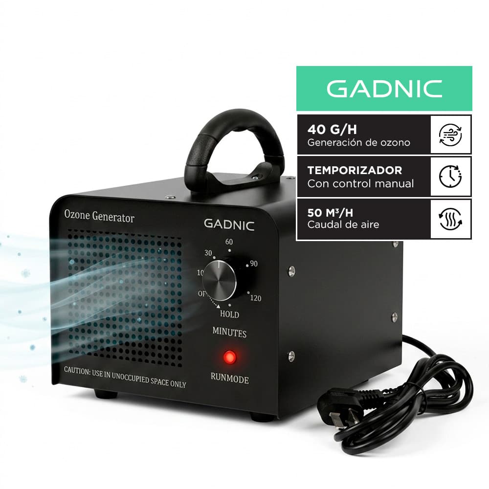 Generador De Ozono Gadnic Purificador Caudal 50 M3/h Temporizador